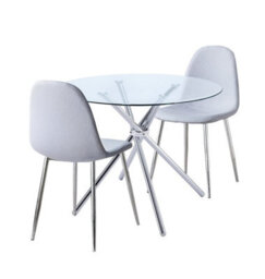 Hallowood Furniture Cullompton Small Round Glass Dining Table (0.9M) With 2 Chairs (Cha501-Sgy) - thumbnail 8