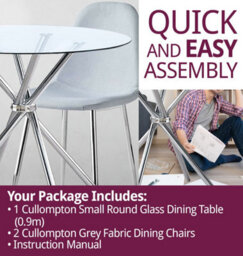 Hallowood Furniture Cullompton Small Round Glass Dining Table (0.9M) With 2 Chairs (Cha501-Sgy) - thumbnail 7