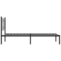 Berkfield Metal Bed Frame Without Mattress With Headboard Black 75X190Cm - thumbnail 5