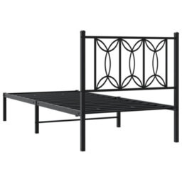 Berkfield Metal Bed Frame Without Mattress With Headboard Black 75X190Cm - thumbnail 6