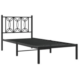 Berkfield Metal Bed Frame Without Mattress With Headboard Black 75X190Cm - thumbnail 3