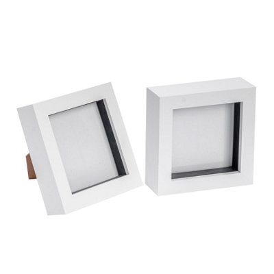 "Nicola Spring 4 X 4"" Photo Frames - White - 3D Photo Frame Picture Frame Box Portrait Display Case (12.5 X 12.5Cm) Set Of 2" - image 1