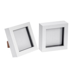 "Nicola Spring 4 X 4"" Photo Frames - White - 3D Photo Frame Picture Frame Box Portrait Display Case (12.5 X 12.5Cm) Set Of 2" - thumbnail 1