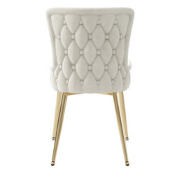 Abrihome Velvet Dining Chair, Set Of 6, Luxurious Living Room/bedroom Lounge Chair With Four Gold-Colored Metal Support Legs, Beige - thumbnail 6