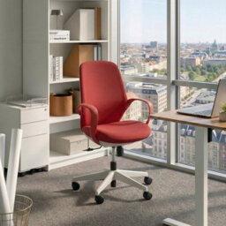 Wyld And Coco Novaseat Red Mesh Office Chair With Armrests, Adjustable Height And Tilt - thumbnail 2