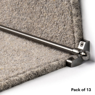 "FloorMatch 13 Pack - Hollow Stair Carpet Runner Rods - Affordable Stair Rod Bars - Pewter Finish - 70Cm (27.5"") Width"