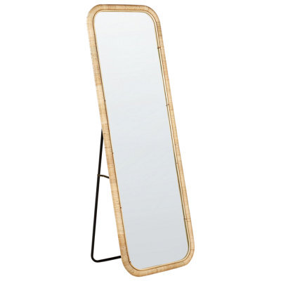 Beliani Standing Mirror Malange 150 Cm Rattan Natural - image 1