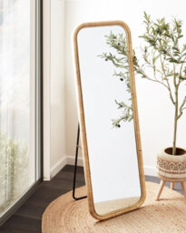 Beliani Standing Mirror Malange 150 Cm Rattan Natural - thumbnail 2