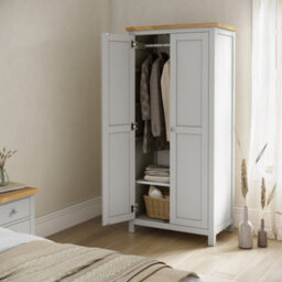 Farro Grey Double Full Hanging Wardrobe - By Roseland Furniture - thumbnail 2