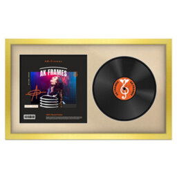 "30X17"" Gold Modern Vinyl Record Frame With Ivory Mount For 12 Inch Lp Album Cover & Disc - Ak Frames"