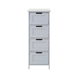 4 Drawer-Grey Bathroom Wood Cabinet Storage 4 Drawers 1 Door Free Standing Cupboard Unit