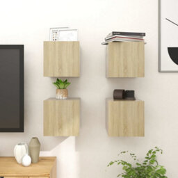 Berkfield Wall Mounted Tv Cabinets 4 Pcs Sonoma Oak 30.5X30X30 Cm - thumbnail 1
