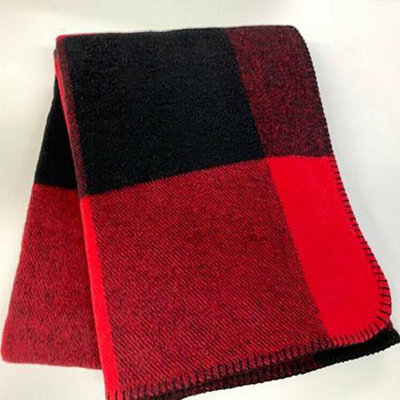 Just So Home Luxury Cotton Fleece Throw 130Cm X 170Cm Red & Black Checkerboard