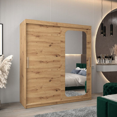 Arte Uppsala T2 Sliding Door Wardrobe 180Cm In Artisan - Warm, Mirrored Storage For Cosy Interiors - image 1