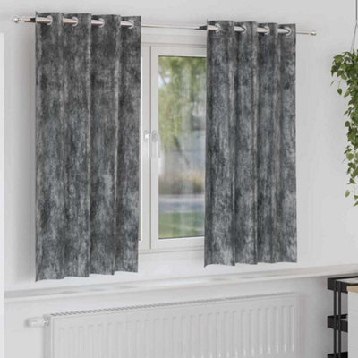 Berkfield Curtain With Curtains 2 Pcs Grey 175 X 140 Cm Velvet - image 1
