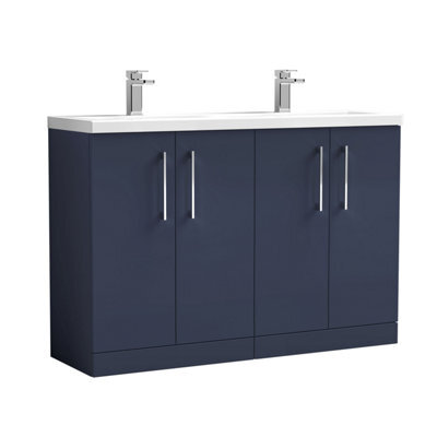 Balterley Bramshall 1200mm Floor Standing 4 Door Double Basin Vanity Unit For Modern Bathroom Storage - Midnight Blue - image 1