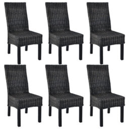Berkfield Dining Chairs 6 Pcs Black Kubu Rattan And Mango Wood