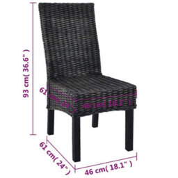 Berkfield Dining Chairs 6 Pcs Black Kubu Rattan And Mango Wood - thumbnail 8