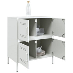 Berkfield Sideboard White 68X39X79 Cm Steel - thumbnail 5