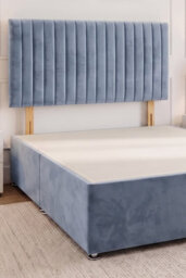 Knight Sleep Emily Light Blue Plush 3Ft Divan Bed Base With No Drawer & Headboard - Single - thumbnail 2