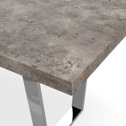 More4Homes Aria Dining Table And Chairs - Concrete Effect Table Top W Chrome Legs + 4 Monza Faux Leather Dining Chairs W Chrome Legs (Black) - thumbnail 4