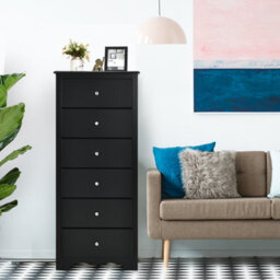 Costway Chest Of Drawers Free Standing 6 Drawers Wooden Storage Cabinet W/ Metal Handles - thumbnail 6