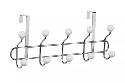 Orsina Over Door Hanger With White Ceramic Balls, Durable Metal Frame With Multiple Hooks For Bags Or Towels - image 1