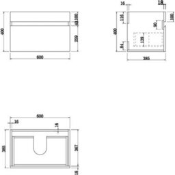 600mm Bathroom Vanity Unit Basin Storage Wall Hung Cabinet Furniture White Gloss - thumbnail 3
