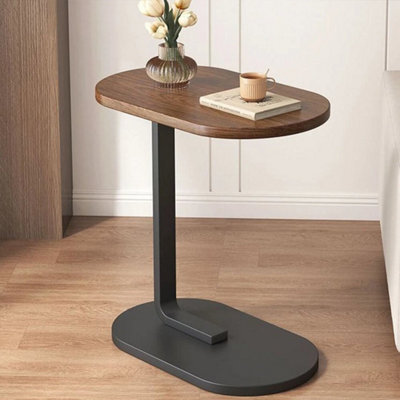 Walnut-Small C-Shape Sofa Side Table Couch Laptop End Table Coffee /tea Snack Desk - image 1
