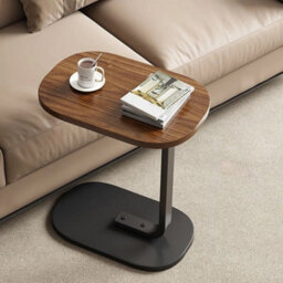 Walnut-Small C-Shape Sofa Side Table Couch Laptop End Table Coffee /tea Snack Desk - thumbnail 6