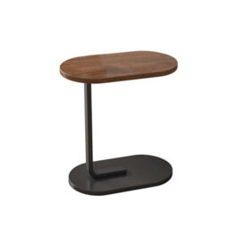 Walnut-Small C-Shape Sofa Side Table Couch Laptop End Table Coffee /tea Snack Desk - thumbnail 2