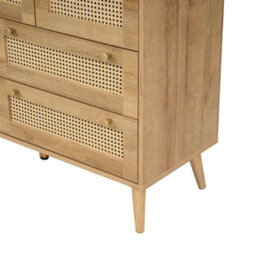 Swish Furniture Manila Oak & Pvc Rattan Chest Of 7 Drawers Bedroom Storage Furniture - thumbnail 7