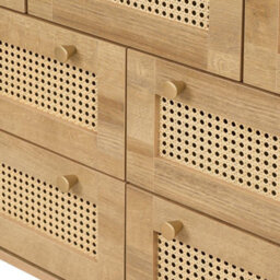 Swish Furniture Manila Oak & Pvc Rattan Chest Of 7 Drawers Bedroom Storage Furniture - thumbnail 6