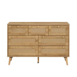 Swish Furniture Manila Oak & Pvc Rattan Chest Of 7 Drawers Bedroom Storage Furniture - thumbnail 5