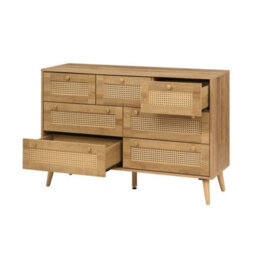 Swish Furniture Manila Oak & Pvc Rattan Chest Of 7 Drawers Bedroom Storage Furniture - thumbnail 4