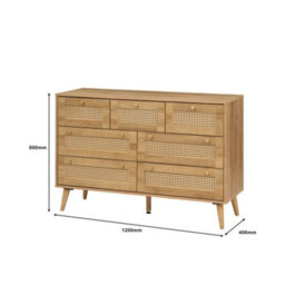 Swish Furniture Manila Oak & Pvc Rattan Chest Of 7 Drawers Bedroom Storage Furniture - thumbnail 3
