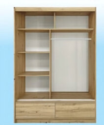 Arte Canada Mirrored Sliding Door Wardrobe 150Cm Cashmere Black Handles - thumbnail 2
