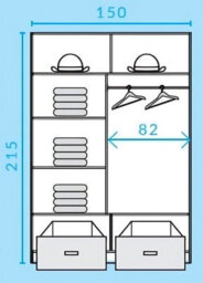Arte Canada Mirrored Sliding Door Wardrobe 150Cm Cashmere Black Handles - thumbnail 3