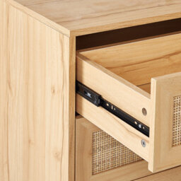 Beliani Light Brown 4-Drawer Chest With Rattan Fronts, Compact Boho Sideboard - thumbnail 7