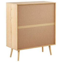 Beliani Light Brown 4-Drawer Chest With Rattan Fronts, Compact Boho Sideboard - thumbnail 6