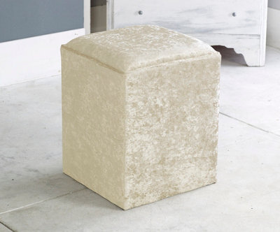 Adore Designs Victoria Crushed Velvet Square Foot Stool Pouffe -  Cream - image 1