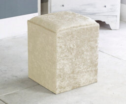Adore Designs Victoria Crushed Velvet Square Foot Stool Pouffe -  Cream - thumbnail 1