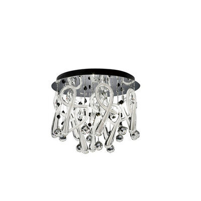 Luminosa Lighting Luminosa Class Flush Ceiling Round 10 Light G4 Polished Chrome/white Glass/crystal, Not Led/cfl Compatible - image 1