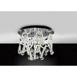 Luminosa Lighting Luminosa Class Flush Ceiling Round 10 Light G4 Polished Chrome/white Glass/crystal, Not Led/cfl Compatible - thumbnail 2