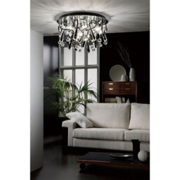 Luminosa Lighting Luminosa Class Flush Ceiling Round 10 Light G4 Polished Chrome/white Glass/crystal, Not Led/cfl Compatible - thumbnail 3