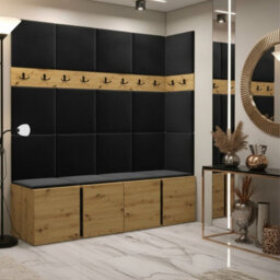 Anteroom Set Orion Ii Artisan Oak Shoe Cabinet Hangers Black Panels