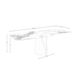 Angel Cerda Elegant Oval Barrel Dining Table In Porcelain Marble And White Steel - thumbnail 7