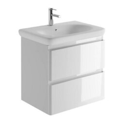 Plum&clay Marvel Gloss White Wall Hung Bathroom Vanity Unit With Round Resin Basin (W)600mm