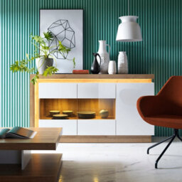 Furniture To Go Lyon Designer Coffee Table In Riviera Oak/white High Gloss - thumbnail 5