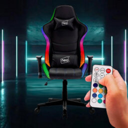 Neo Black Leather Computer Office Gaming Chair With Led Lights - thumbnail 1